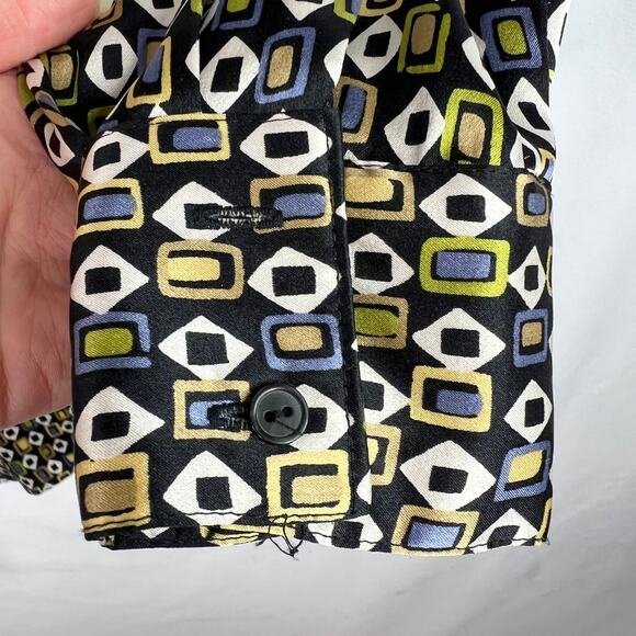 Vintage Express Silk Funky Pattern 100% Silk Button Down Small - Picture 7 of 9